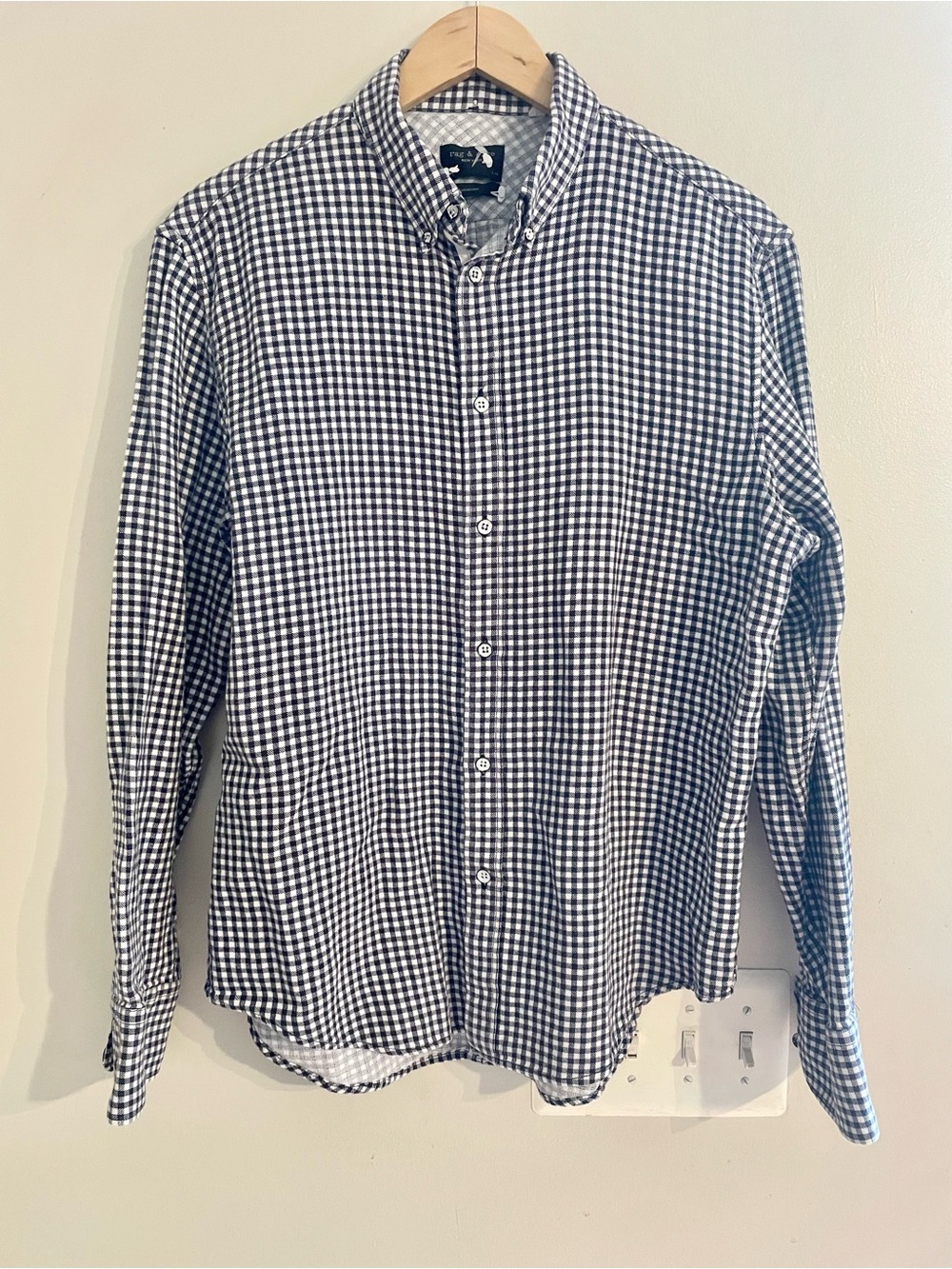 Rag & Bone Double Layered Button-up L/S Gingham Slim Fit Shirt SZ S- EUC